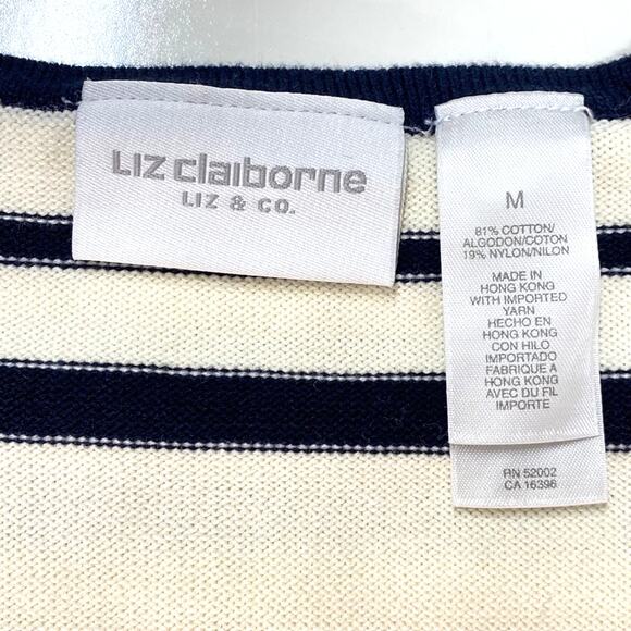 Liz Claiborne Liz Co Pullover Sweater Wmns M Hvy Knit Square Raglan Nautical Vtg - Picture 7 of 12